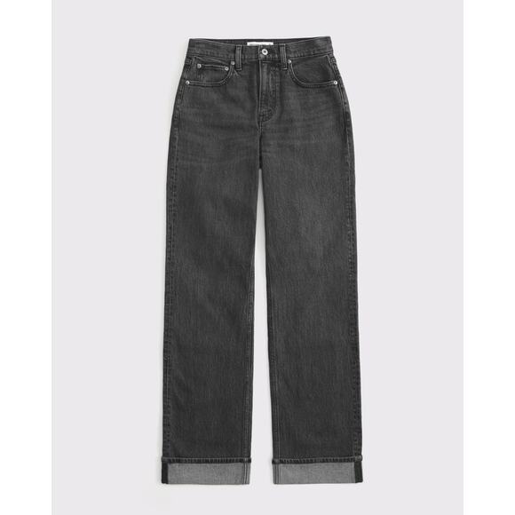Abercrombie & Fitch Denim - Abercrombie & Fitch 'Curve' Black Cotton Love High Rise 90S Relaxed Jean Size